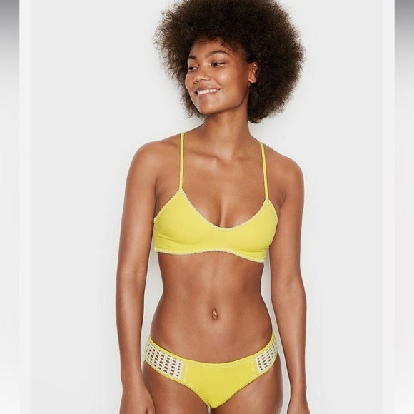 Victoria’s Secret Swimwear Yellow Kiawah Crochet 2 Piece Set Size Medium - Picture 10 of 11